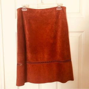 Made in Italy Genuine Suede Leather Rust orange/burnished amber Skirt